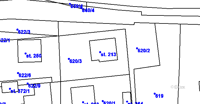 Parcela st. 213 v KÚ Kociánov, Katastrální mapa