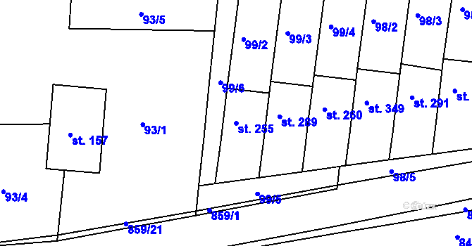 Parcela st. 255 v KÚ Kociánov, Katastrální mapa