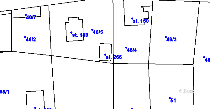 Parcela st. 266 v KÚ Kociánov, Katastrální mapa