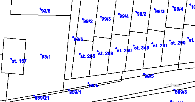 Parcela st. 289 v KÚ Kociánov, Katastrální mapa