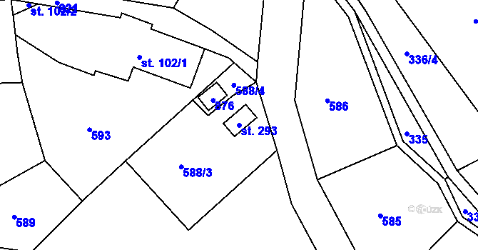 Parcela st. 293 v KÚ Kociánov, Katastrální mapa