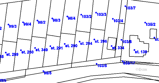 Parcela st. 294 v KÚ Kociánov, Katastrální mapa