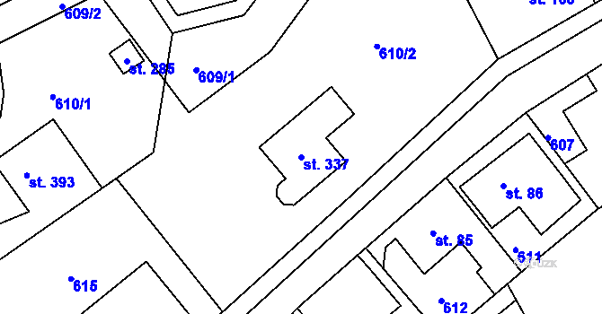 Parcela st. 337 v KÚ Kociánov, Katastrální mapa