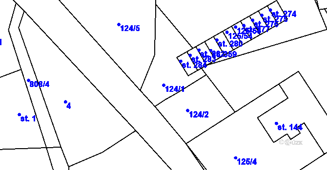 Parcela st. 124/1 v KÚ Kociánov, Katastrální mapa