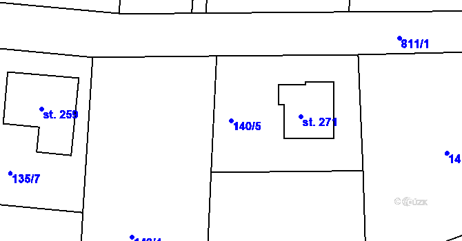 Parcela st. 140/5 v KÚ Kociánov, Katastrální mapa