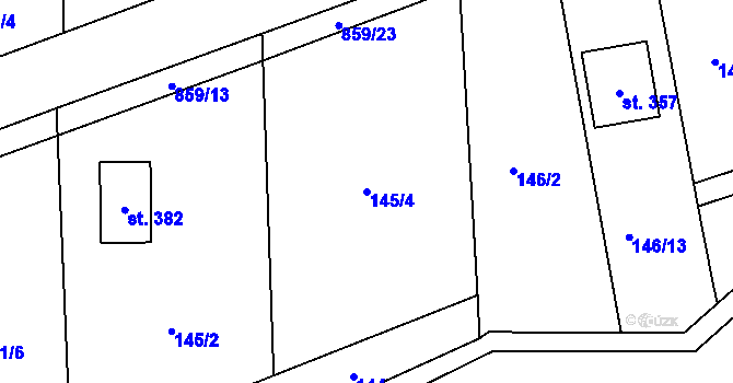 Parcela st. 145/4 v KÚ Kociánov, Katastrální mapa