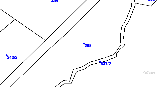 Parcela st. 288 v KÚ Kociánov, Katastrální mapa
