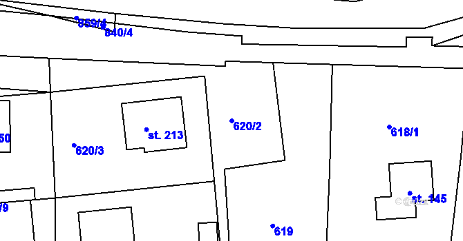 Parcela st. 620/2 v KÚ Kociánov, Katastrální mapa