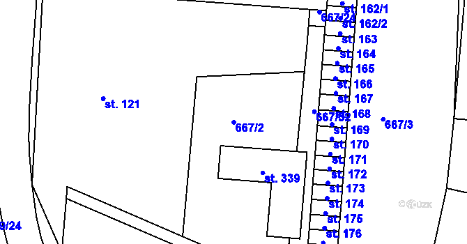 Parcela st. 667/2 v KÚ Kociánov, Katastrální mapa