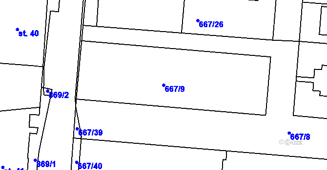 Parcela st. 667/9 v KÚ Kociánov, Katastrální mapa