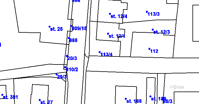 Parcela st. 113/4 v KÚ Kociánov, Katastrální mapa