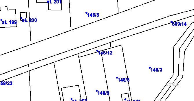 Parcela st. 146/12 v KÚ Kociánov, Katastrální mapa