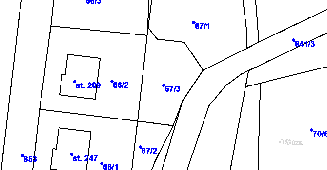 Parcela st. 67/3 v KÚ Kociánov, Katastrální mapa