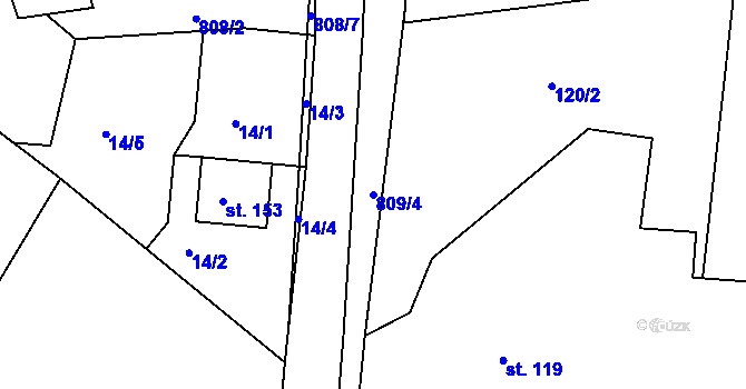 Parcela st. 809/4 v KÚ Kociánov, Katastrální mapa