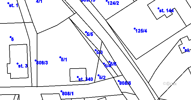 Parcela st. 5/3 v KÚ Kociánov, Katastrální mapa