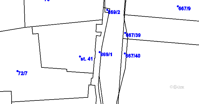 Parcela st. 869/1 v KÚ Kociánov, Katastrální mapa