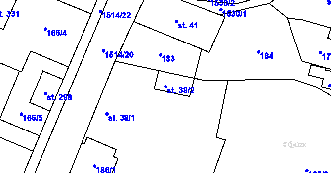 Parcela st. 38/2 v KÚ Rejhotice, Katastrální mapa