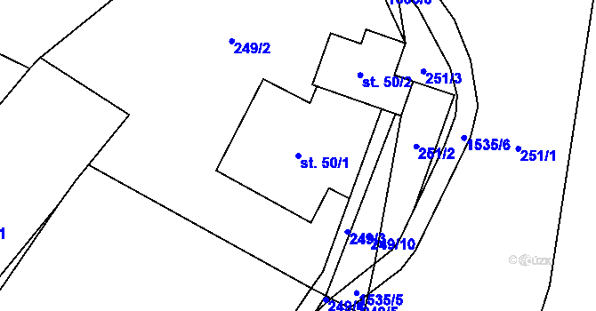Parcela st. 50/1 v KÚ Rejhotice, Katastrální mapa