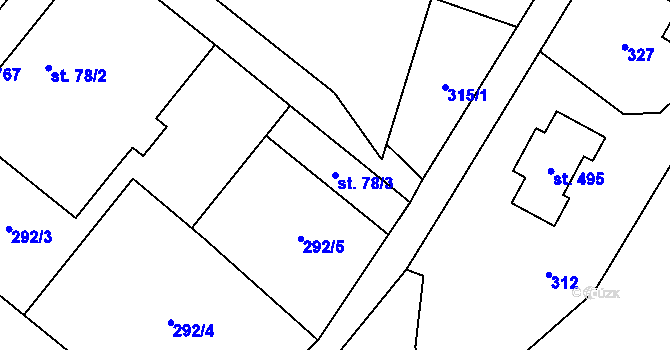 Parcela st. 78/3 v KÚ Rejhotice, Katastrální mapa