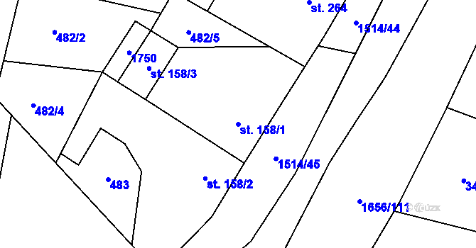 Parcela st. 158/1 v KÚ Rejhotice, Katastrální mapa