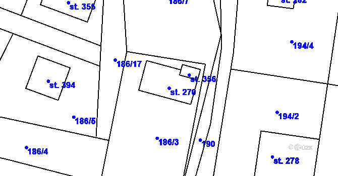 Parcela st. 270 v KÚ Rejhotice, Katastrální mapa