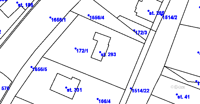 Parcela st. 293 v KÚ Rejhotice, Katastrální mapa