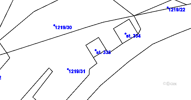 Parcela st. 335 v KÚ Rejhotice, Katastrální mapa