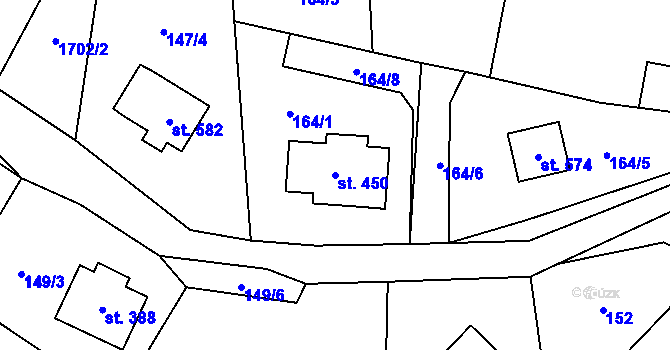 Parcela st. 450 v KÚ Rejhotice, Katastrální mapa