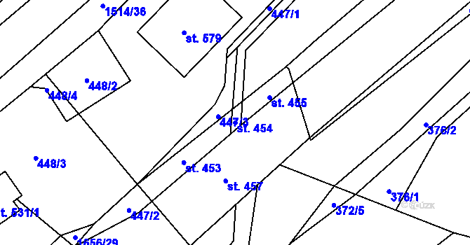 Parcela st. 454 v KÚ Rejhotice, Katastrální mapa