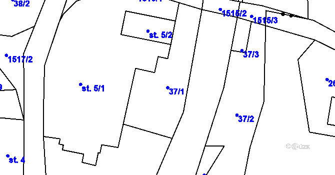 Parcela st. 37/1 v KÚ Rejhotice, Katastrální mapa