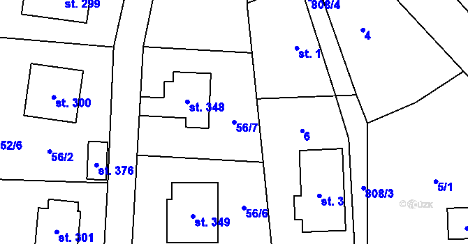 Parcela st. 56/7 v KÚ Rejhotice, Katastrální mapa