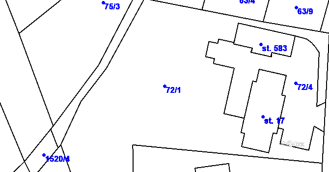 Parcela st. 72/1 v KÚ Rejhotice, Katastrální mapa