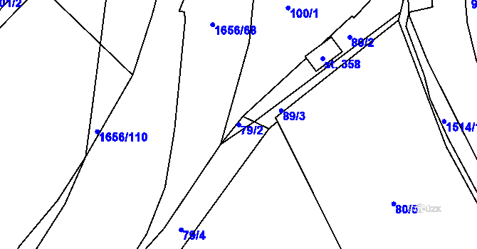Parcela st. 79/2 v KÚ Rejhotice, Katastrální mapa