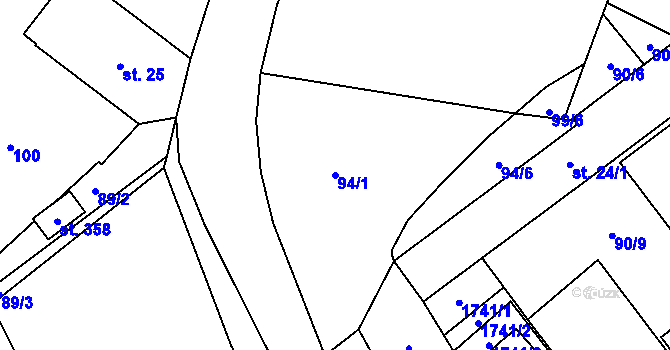 Parcela st. 94/1 v KÚ Rejhotice, Katastrální mapa