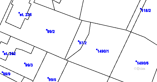 Parcela st. 97/2 v KÚ Rejhotice, Katastrální mapa