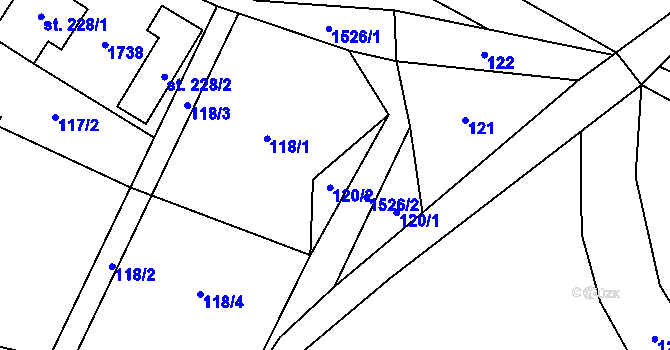 Parcela st. 120 v KÚ Rejhotice, Katastrální mapa