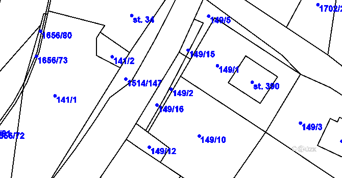 Parcela st. 149/2 v KÚ Rejhotice, Katastrální mapa