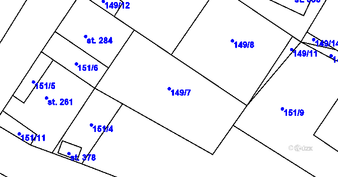 Parcela st. 149/7 v KÚ Rejhotice, Katastrální mapa