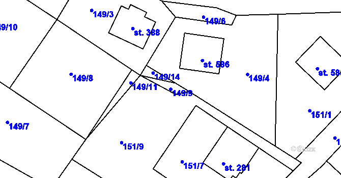 Parcela st. 149/9 v KÚ Rejhotice, Katastrální mapa