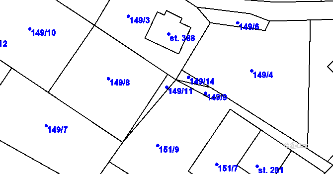 Parcela st. 149/11 v KÚ Rejhotice, Katastrální mapa