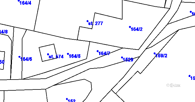 Parcela st. 164/7 v KÚ Rejhotice, Katastrální mapa