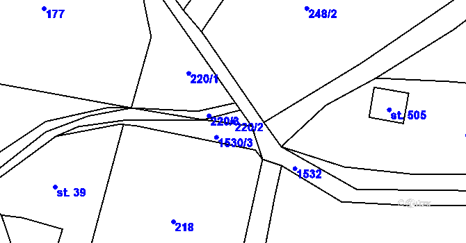 Parcela st. 220/2 v KÚ Rejhotice, Katastrální mapa