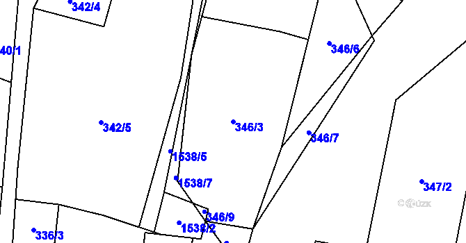 Parcela st. 346/3 v KÚ Rejhotice, Katastrální mapa
