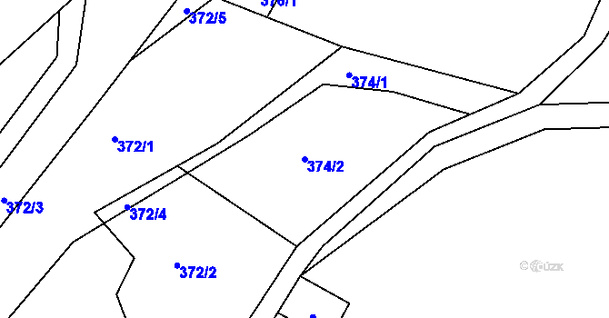 Parcela st. 374/2 v KÚ Rejhotice, Katastrální mapa