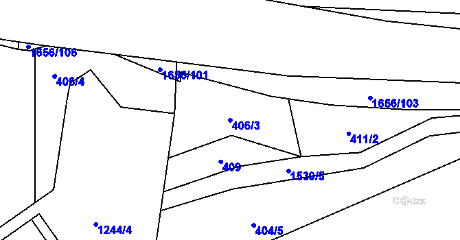 Parcela st. 406/3 v KÚ Rejhotice, Katastrální mapa