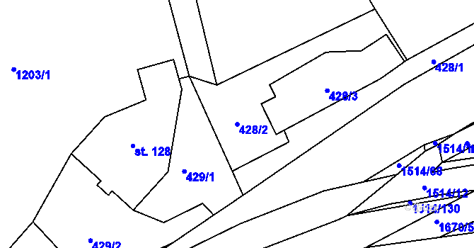 Parcela st. 428/2 v KÚ Rejhotice, Katastrální mapa