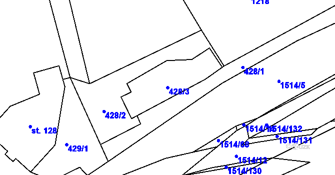 Parcela st. 428/3 v KÚ Rejhotice, Katastrální mapa