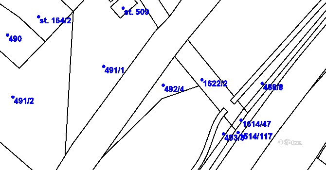 Parcela st. 492/4 v KÚ Rejhotice, Katastrální mapa
