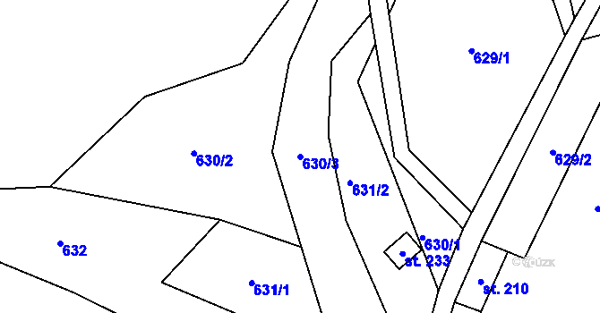 Parcela st. 630/3 v KÚ Rejhotice, Katastrální mapa
