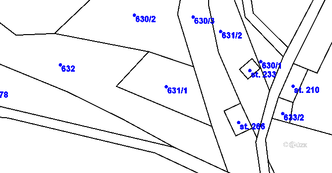 Parcela st. 631/1 v KÚ Rejhotice, Katastrální mapa